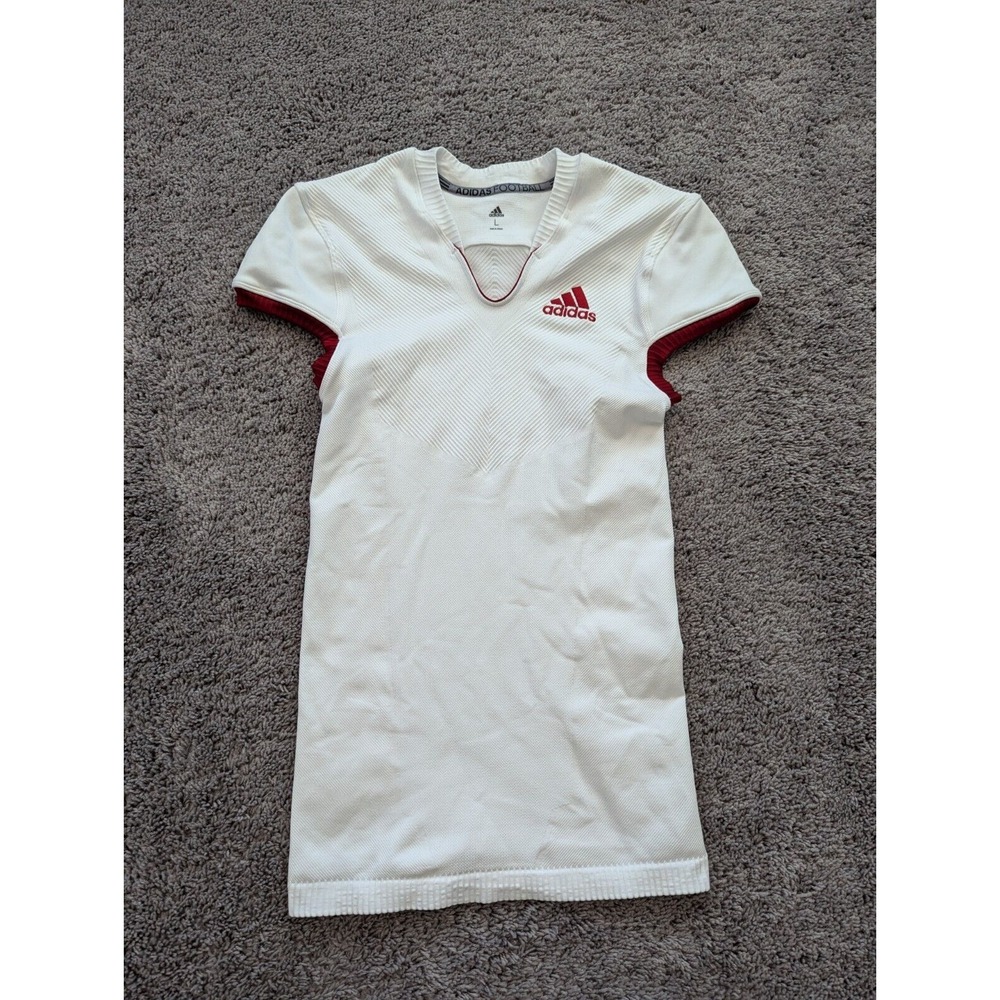 Adidas Football Jersey Mens Small White CDN J Athletic Sports V-Neck